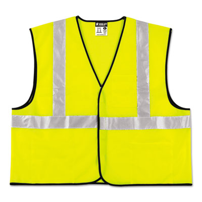 CRWVCL2SLXL SAFETY  Class 2
Safety Vest, Fluorescent Lime
w/Silver Stripe, Polyester,
X-Large