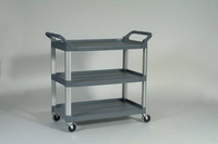 RCP 4091  3 SHELF UTILITY CART OPENS ALL SIDES (GRAY)