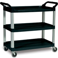 RCP 4091 3 SHELF UTILITY CART OPENS ALL SIDES (BLACK)