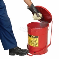 14 Gallon Justrite Oily Waste Can-Red W/ foot operated cover